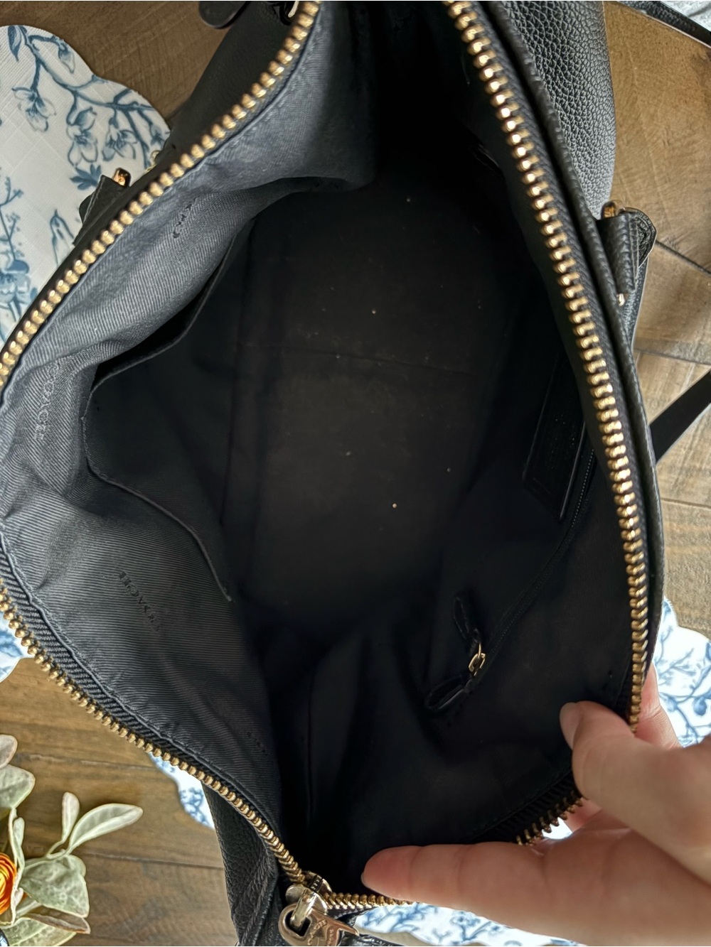 Coach Black Leather Satchel with Braided Gold-Trim Detailing - Picture 4 of 4